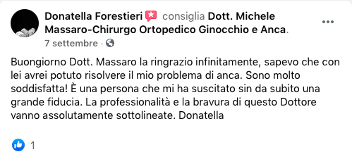 Chirurgia ginocchio e anca Dott. Massaro - recensioni