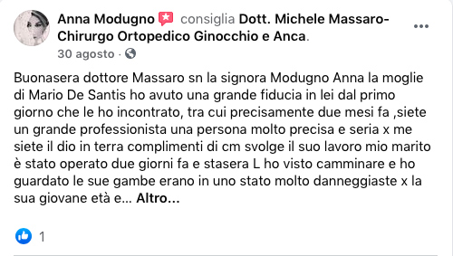 Chirurgia ginocchio e anca Dott. Massaro - recensioni