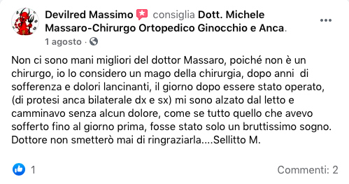 Chirurgia ginocchio e anca Dott. Massaro - recensioni