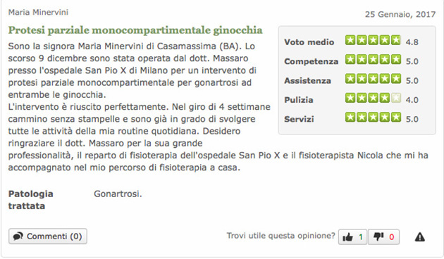 Opinione sul Dott. Michele Massaro - Specialista protesi anca e ginocchio