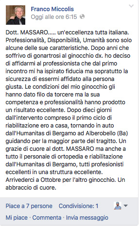 Opinione sul Dott. Michele Massaro - Specialista protesi anca e ginocchio