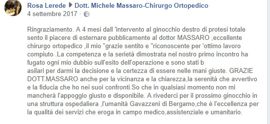 Opinione sul Dott. Michele Massaro - Specialista protesi anca e ginocchio