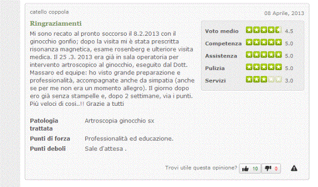 Opinioni sul Dott. Michele Massaro - protesi anca ginocchio