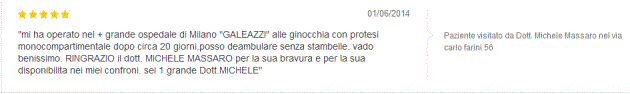 recensioni dott. Massaro - Specialista anca e ginocchio