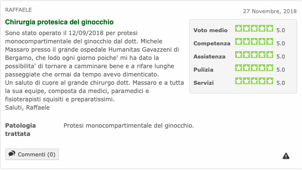 Opinione sul Dott. Michele Massaro - Specialista protesi anca e ginocchio