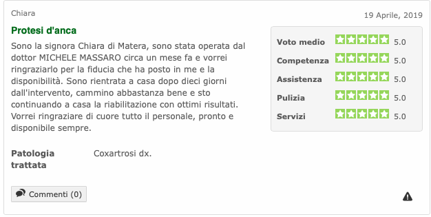 Opinione sul Dott. Michele Massaro - Specialista protesi anca e ginocchio