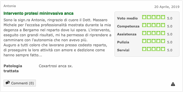 Opinione sul Dott. Michele Massaro - Specialista protesi anca e ginocchio