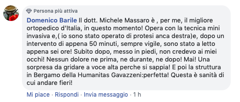 Opinione sul Dott. Michele Massaro - Specialista protesi anca e ginocchio