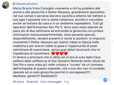 Opinione sul Dott. Michele Massaro - Specialista protesi anca e ginocchio