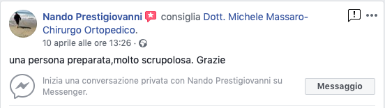 Opinione sul Dott. Michele Massaro - Specialista protesi anca e ginocchio