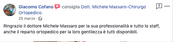 Opinione sul Dott. Michele Massaro - Specialista protesi anca e ginocchio