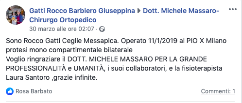 Opinione sul Dott. Michele Massaro - Specialista protesi anca e ginocchio