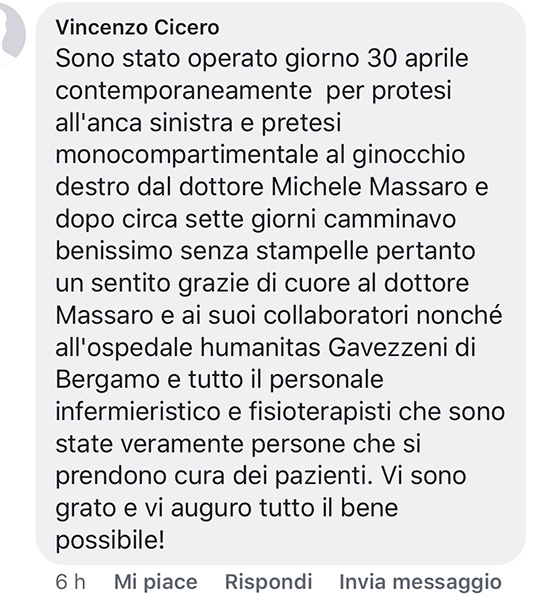 Opinione sul Dott. Michele Massaro - Specialista protesi anca e ginocchio