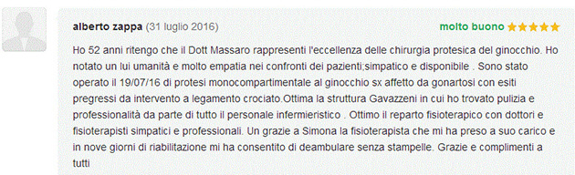 Opinione sul Dott. Michele Massaro - Specialista protesi anca e ginocchio