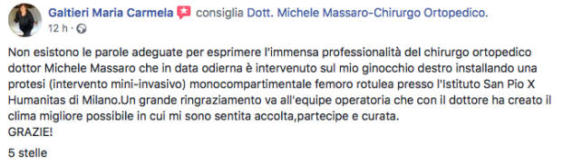Opinione sul Dott. Michele Massaro - Specialista protesi anca e ginocchio