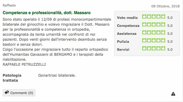 Opinione sul Dott. Michele Massaro - Specialista protesi anca e ginocchio