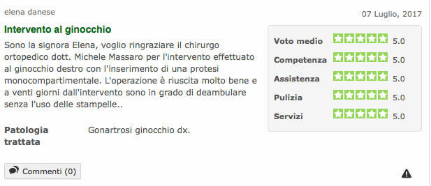 Opinione sul Dott. Michele Massaro - Specialista protesi anca e ginocchio