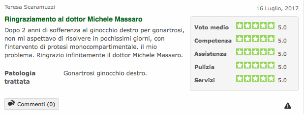 Opinione sul Dott. Michele Massaro - Specialista protesi anca e ginocchio