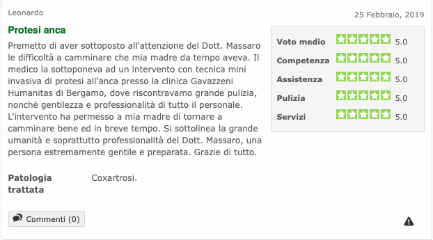 Opinione sul Dott. Michele Massaro - Specialista protesi anca e ginocchio