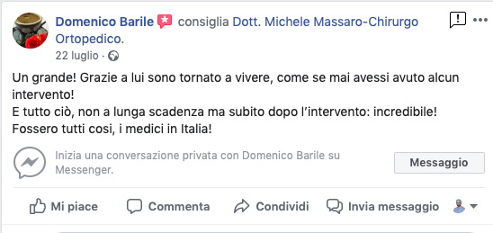 Opinione sul Dott. Michele Massaro - Specialista protesi anca e ginocchio