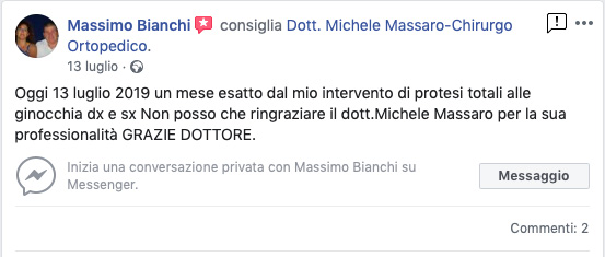 Opinione sul Dott. Michele Massaro - Specialista protesi anca e ginocchio