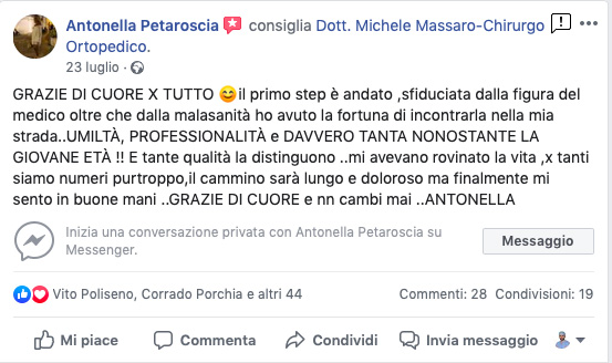 Opinione sul Dott. Michele Massaro - Specialista protesi anca e ginocchio