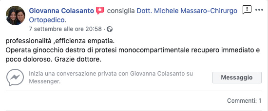 Opinione sul Dott. Michele Massaro - Specialista protesi anca e ginocchio