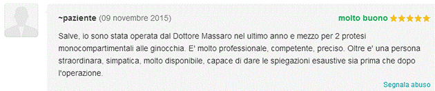 Opinione sul Dott. Michele Massaro - Specialista protesi anca e ginocchio