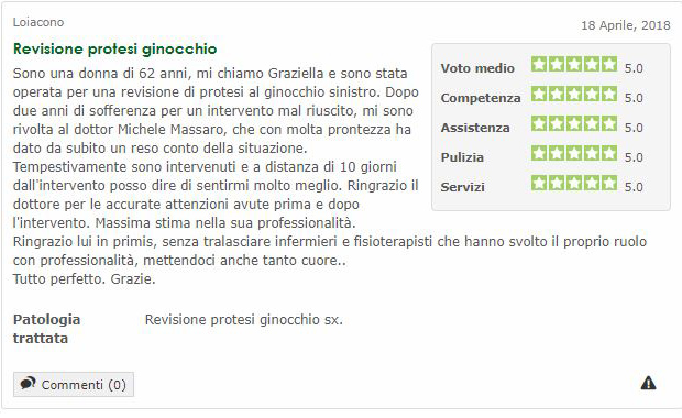 Opinione sul Dott. Michele Massaro - Specialista protesi anca e ginocchio